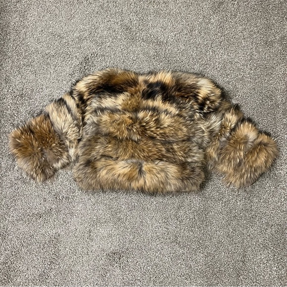 Genuine Raccoon Vest Jacket Crop Jacket Puffer Bomber Fur Coat Trench Long Sleev - Picture 12 of 15